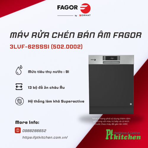 Máy rửa bát Fagor 3LVF-62SSSI - 502.0002